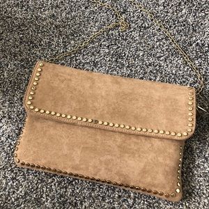 Suede with gold details crossbody